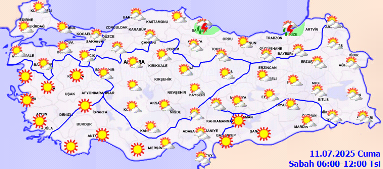 Hava durumu tahminleri il il yayınlandı | Meteorolojiden son dakika sağanak uyarısı Bugün (11 Temmuz) hava nasıl olacak, İstanbulda yağmur yağacak mı