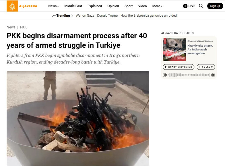 Terör örgütü PKKnın silah bırakması dış basında Kritik bir dönüm noktası: Etkileri Irak, Suriye ve İranda hissedilecek