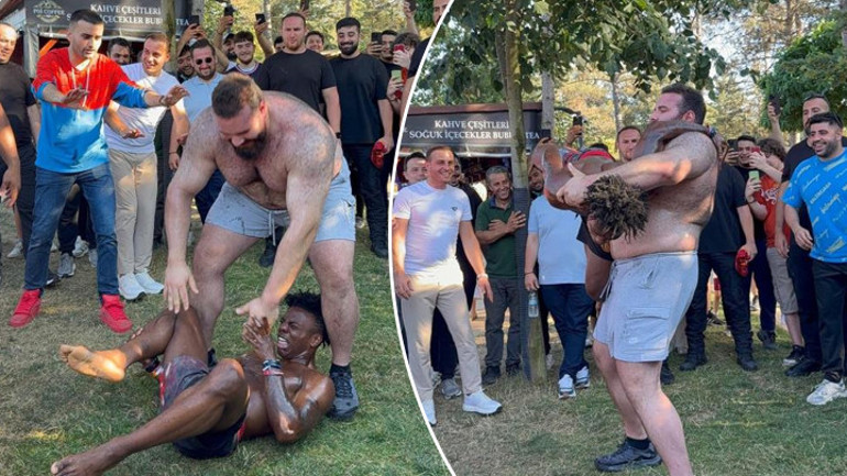 Dünyaca ünlü yayıncı Speed, Çekmeköy’de yağlı güreş yaptı