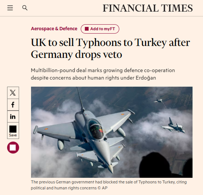 Dünya basınından Eurofighter anlaşmasına ilk yorumlar: Yunanistan ve İsraili endişelendirdi... Türkiye güçleniyor