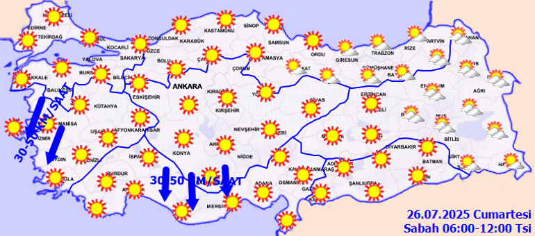 Son dakika hava durumu tahminleri il il | Hafta sonu hava nasıl olacak, havalar ne zaman serinleyecek Bugün (26 Temmuz) yağmur yağacak mı Meteorolojiden pazar günü uyarısı