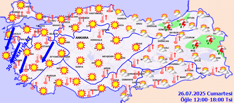 Son dakika hava durumu tahminleri il il | Hafta sonu hava nasıl olacak, havalar ne zaman serinleyecek Bugün (26 Temmuz) yağmur yağacak mı Meteorolojiden pazar günü uyarısı