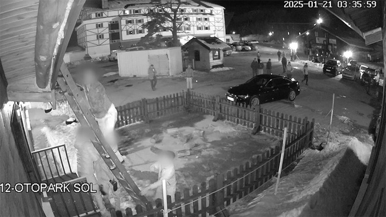 Kartalkaya otel yangınında yeni görüntüler ortaya çıktı Yangın tüpünü kullanmadan kaçmışlar