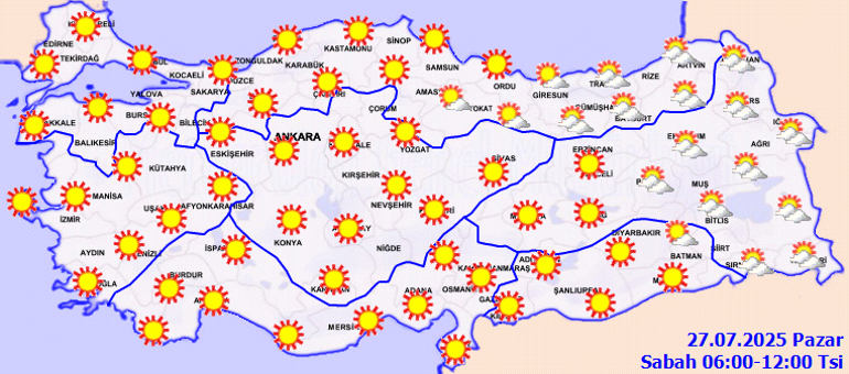 Hava durumu tahminleri il il 27 Temmuz 2025 | Bugün hava nasıl olacak, İstanbulda yağmur var mı Meteorolojiden 6 ile sağanak uyarısı