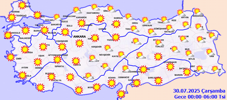 Son dakika hava durumu tahminleri il il | Bugün (30 Temmuz) hava nasıl olacak, İstanbula yağmur yağacak mı Meteoroloji saat vererek duyurdu: Öğleden sonra etkili olacak