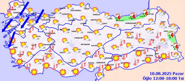 Son dakika hava durumu tahminleri il il | Bugün (10 Ağustos) hava nasıl olacak, İstanbula yağmur yağacak mı Meteorolojiden Rize ve Artvin için kuvvetli yağış uyarısı