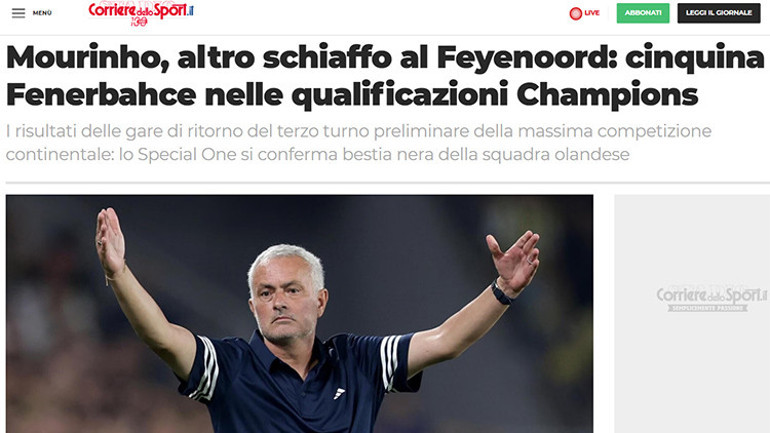 Avrupa basını, Fenerbahçeyi konuşuyor Mourinhodan bir tokat daha Feyenoord, İstanbul cehenneminden kurtulamadı
