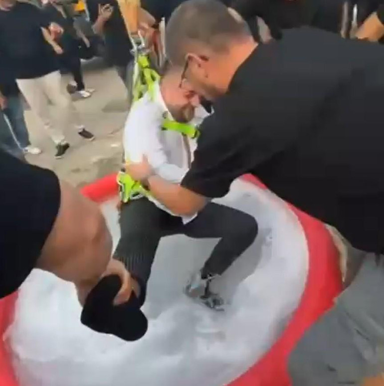 İşkence gibi eğlence Damadı vinçle kaldırıp çiftetelli oynattılar