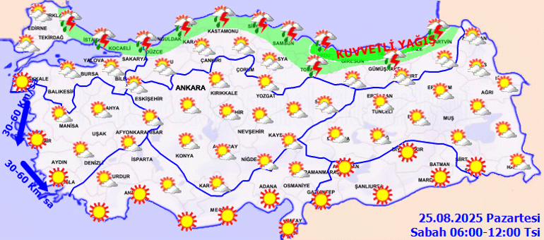 Meteorolojiden kuvvetli yağış ve kuvvetli rüzgar uyarısı