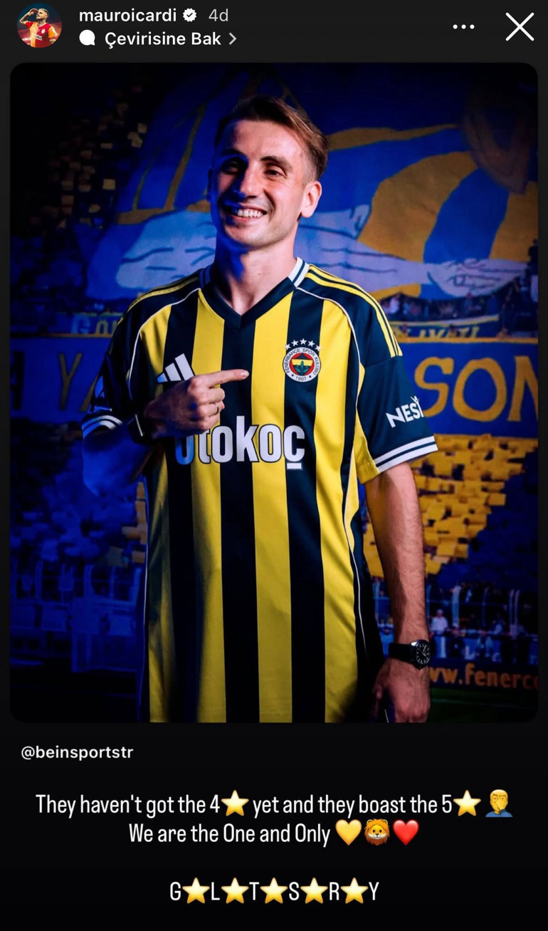 Mauro Icardiden Kerem Aktürkoğlu - Fenerbahçe transferine yıldız göndermesi