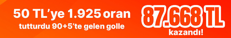50 TL’ye 1.925 oran tutturdu 90+5’te gelen golle 87.668 TL kazandı