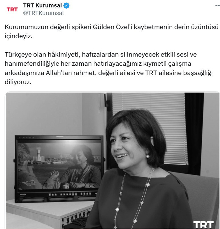 TRT spikeri Gülden Özel hayatını kaybetti