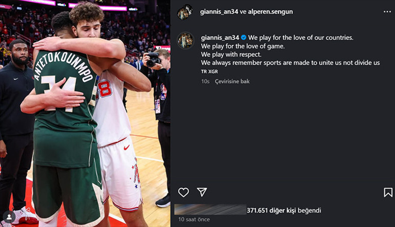 Giannis Antetokounmpo ve Alperen Şengün birlikte barış mesajı paylaştı