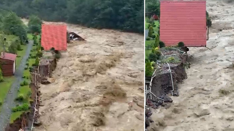 Rizede sağanak alarmı Köprü çöktü, vatandaşlar mahsur kaldı... Ayder Yaylasının yolu kapandı