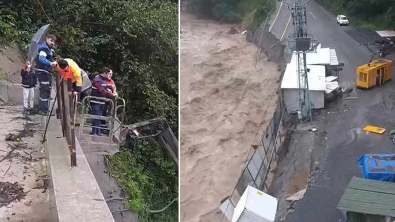Rizede sağanak alarmı Köprü çöktü, vatandaşlar mahsur kaldı... Ayder Yaylasının yolu kapandı