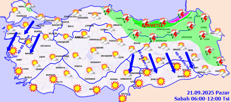 Son dakika hava durumu tahminleri il il | Bugün (21 Eylül) hava nasıl olacak, pazar günü yağmur var mı Meteorolojiden 4 ile yağış uyarısı