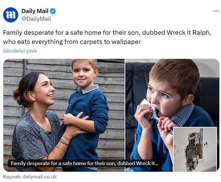İngilterede pika sendromu bir ailenin hayatını alt üst etti: Çocukları ev eşyalarını yiyor Bir saniye bile sırtımızı dönemiyoruz