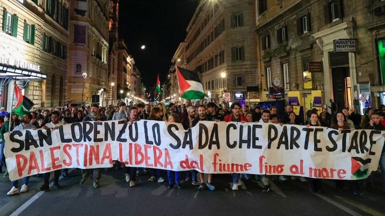 Roma ve diğer İtalyan şehirlerinde Gazze yardım filosuna destek gösterileri