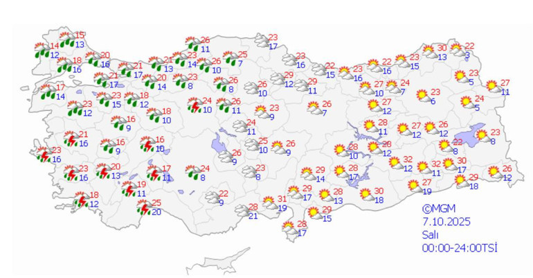Salı günü yağış beklenen iller listesi