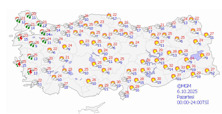 Pazartesi günü yağış beklenen bölgeler