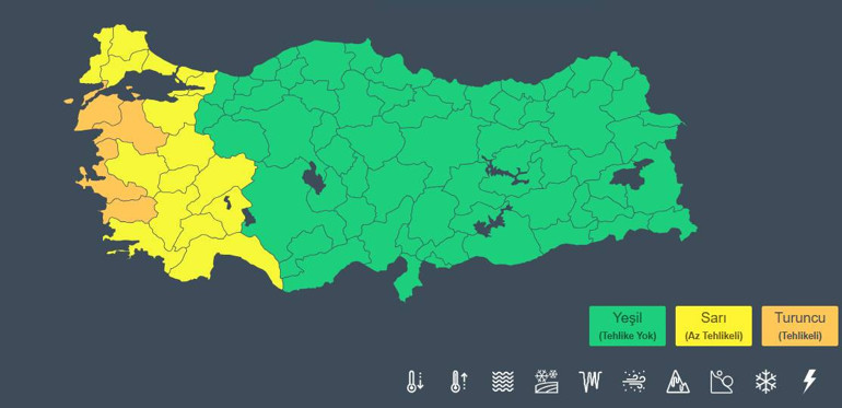 Meteorolojik uyarı: sarı ve turuncu kodlu alarm