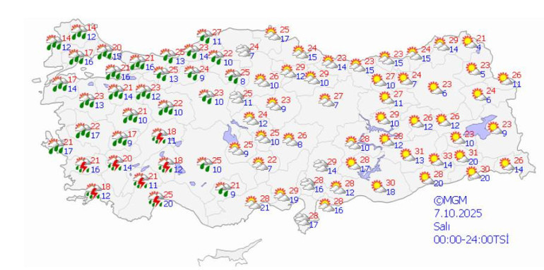 Bölgelere göre kuvvetli sağanak uyarısı