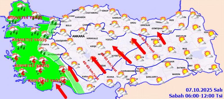 HAVA DURUMU TAHMİNLERİ İL İL | Bugün (7 Ekim) hava nasıl olacak, İstanbulda yağmur var mı Meteorolojiden İstanbul ve birçok ile son dakika uyarısı Kuvvetli olacak