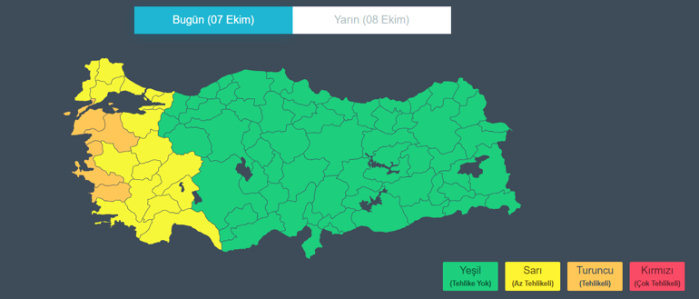 Son dakika... Dikkat 20 kentte turuncu ve sarı alarm... Meteorolojiden kuvvetli yağış ve fırtına uyarısı