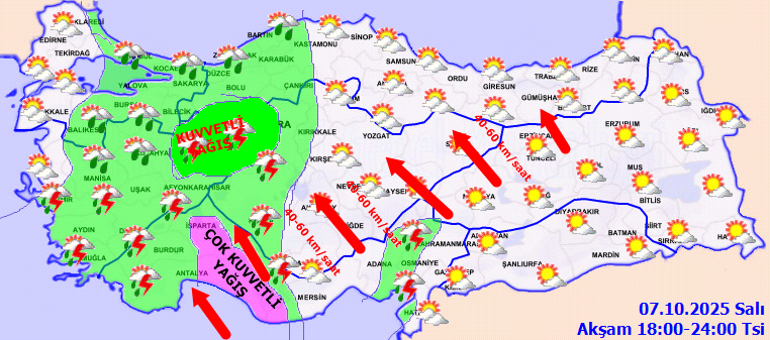 Son dakika... Dikkat 55 kentte turuncu ve sarı alarm... Meteorolojiden kuvvetli yağış ve fırtına uyarısı