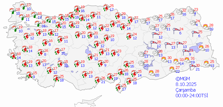 Bugün (8 Ekim) hava nasıl olacak, İstanbulda yağmur var mı 8 Ekim 2025 Çarşamba il il hava durumu tahminleri yayınlandı Meteorolojiden İstanbul, Ankara, İzmir ve birçok ile son dakika uyarısı