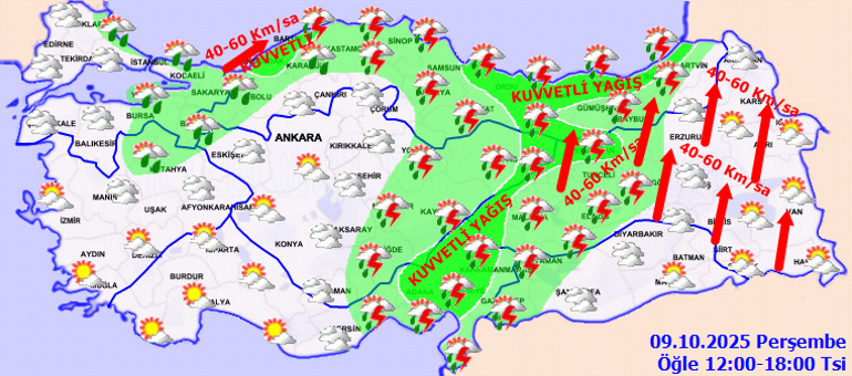 Son dakika hava durumu tahminleri il il | Bugün (9 Ekim) hava nasıl olacak, İstanbulda yağmur var mı Meteorolojiden 7 ile kuvvetli yağış uyarısı