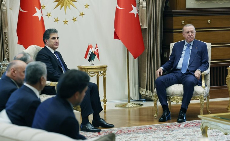 Cumhurbaşkanı Erdoğan IKBY Başbakanı Nerçirvan Barzaniyi kabul etti