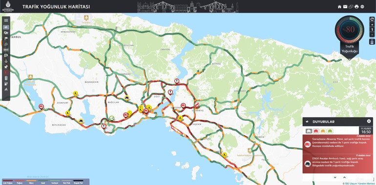 TEM Mahmutbey Gişeler mevkiinde trafik sıkışıklığı