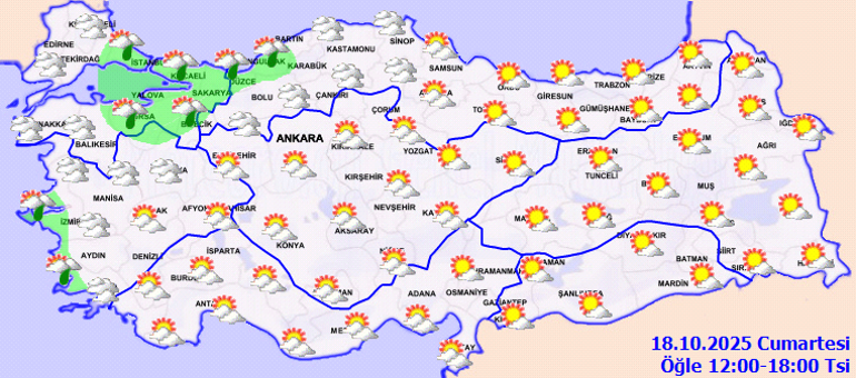 HAVA DURUMU TAHMİNLERİ İL İL 18-19 EKİM 2025 | Bugün hava nasıl olacak Hafta sonu yağmur var mı Meteoroloji duyurdu: Sıcaklıklar artıyor