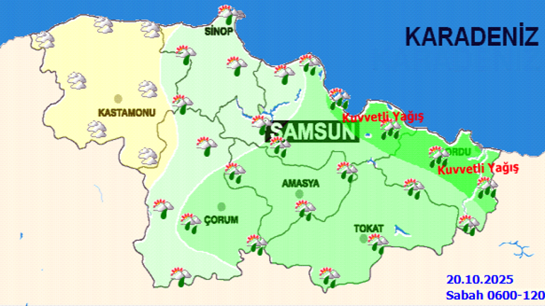 Samsun'da sağanak yağış