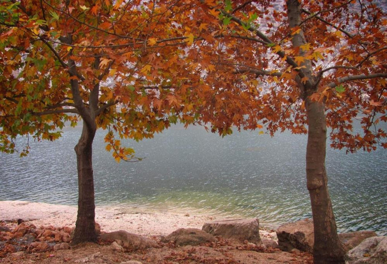 A painting-like autumn landscape on the banks of the Euphrates River