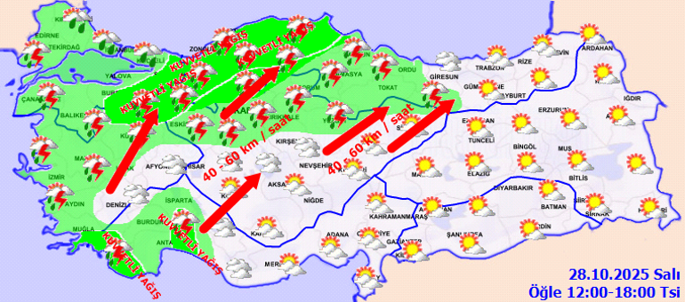 Kuvvetli rüzgâr ve yağış uyarısı