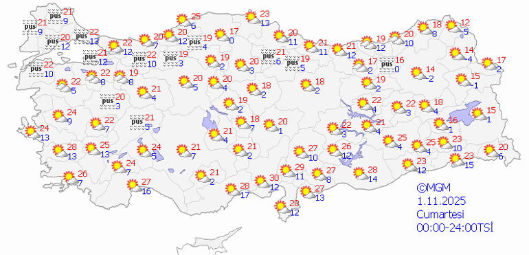 Hafta sonu hava durumu 1 Kasım 2025 tahminleri il il | Bugün (Cumartesi) hava nasıl olacak İstanbulda yağmur var mı Meteoroloji uzmanı açıkladı: Sıcaklıklar 25 dereceye kadar çıkacak