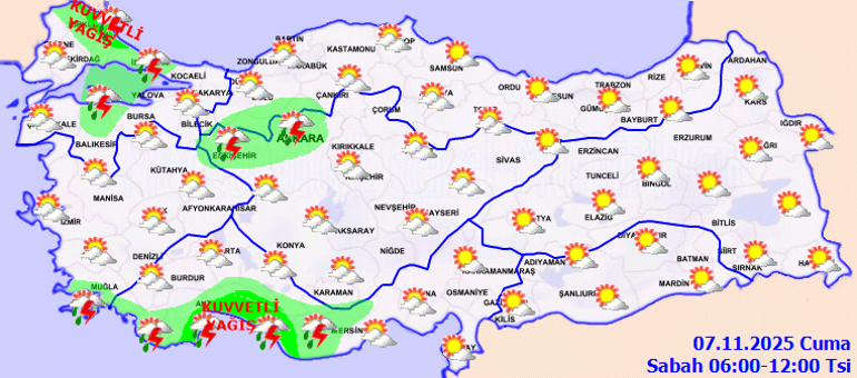 Meteoroloji Hava Durumu Tahminleri il il || Bugün (7 Kasım) hava nasıl olacak, yağmur var mı Meteorolojiden İstanbul, Ankara, İzmir ve birçok ile sağanak yağış uyarısı