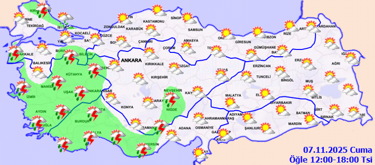 Meteoroloji Hava Durumu Tahminleri il il || Bugün (7 Kasım) hava nasıl olacak, yağmur var mı Meteorolojiden İstanbul, Ankara, İzmir ve birçok ile sağanak yağış uyarısı