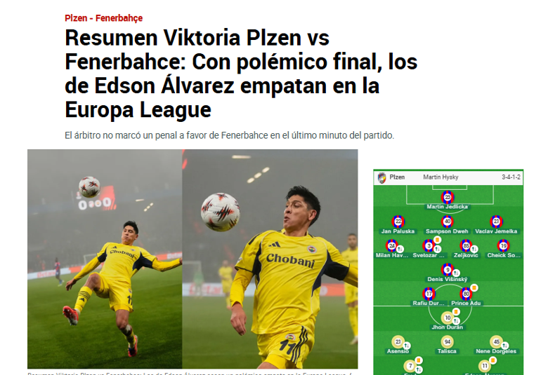 Fenerbahçenin Viktoria Plzen maçında beklediği penaltı dünya basınında Skandal