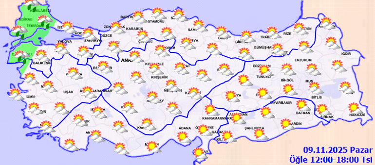 Bugün (9 Kasım Pazar) hava nasıl olacak, yağmur var mı Meteoroloji son dakika hava durumu tahminleri il il yayınlandı 6 ile sağanak uyarısı: Sıcaklıklar düşmeye başlıyor...