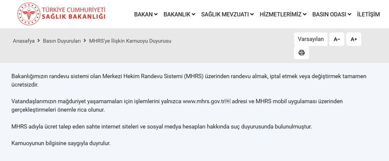 Sağlık Bakanlığından MHRS uyarısı: Suç duyurusu yapıldı