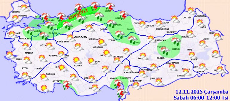 HAVA DURUMU TAHMİNLERİ İL İL | Bugün (12 Kasım) hava nasıl olacak, İstanbulda yağmur yağacak mı Meteorolojiden 5 ile son dakika uyarı: Kuvvetli geliyor