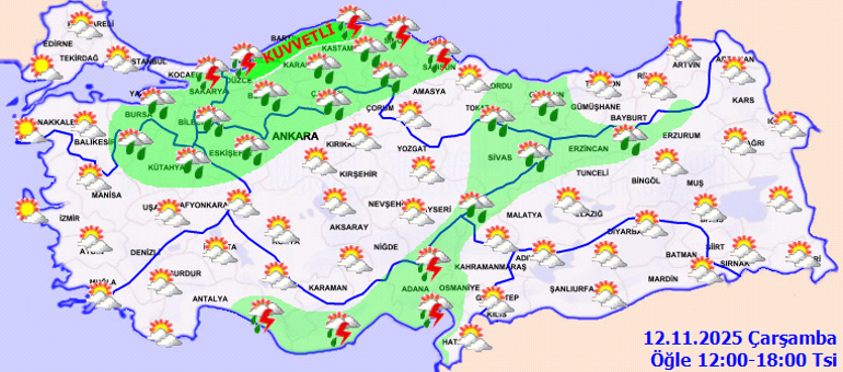 HAVA DURUMU TAHMİNLERİ İL İL | Bugün (12 Kasım) hava nasıl olacak, İstanbulda yağmur yağacak mı Meteorolojiden 5 ile son dakika uyarı: Kuvvetli geliyor