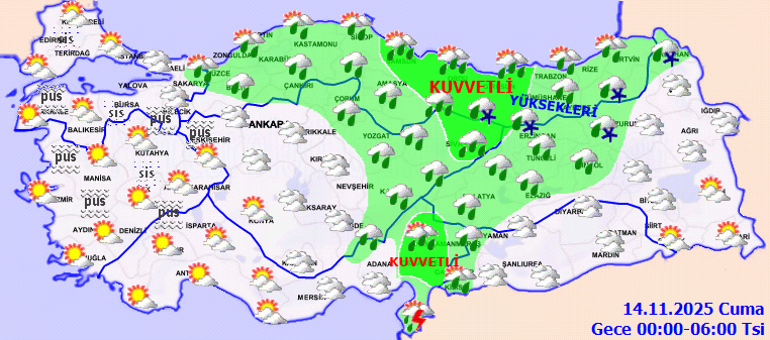 Son dakika hava durumu tahminleri - MGM raporu || Bugün (14 Kasım) hava nasıl olacak, İstanbulda yağmur var mı Meteorolojiden kar ve sağanak yağış uyarısı