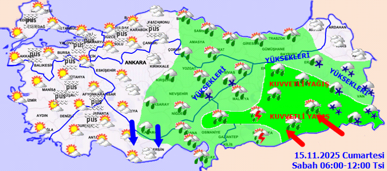 Bugün (15 Kasım) hava nasıl olacak, İstanbulda yağmur yağacak mı Son dakika hava durumu tahminleri il il yayınlandı: Meteorolojiden 6 ile kuvvetli yağış uyarısı