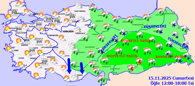 Bugün (15 Kasım) hava nasıl olacak, İstanbulda yağmur yağacak mı Son dakika hava durumu tahminleri il il yayınlandı: Meteorolojiden 6 ile kuvvetli yağış uyarısı