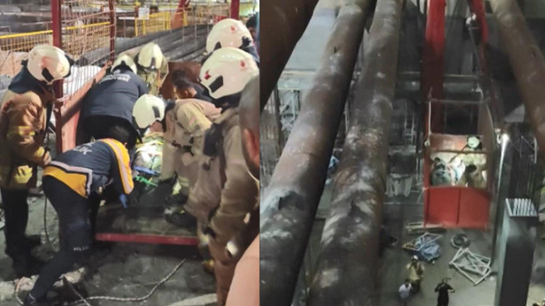 Şantiye ve sağlık ekiplerinin çalışma anı