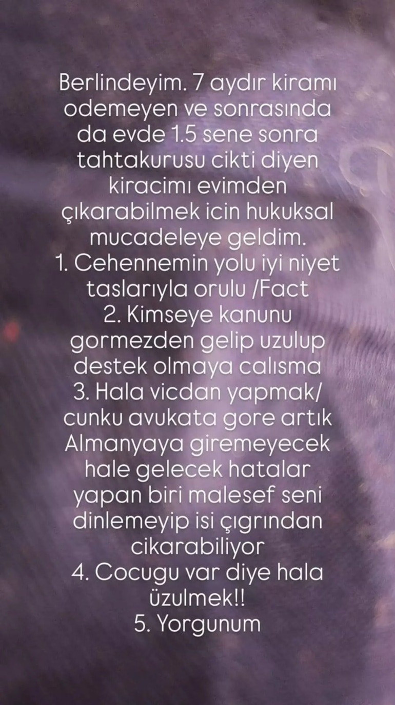 Berlindeki kiracısıyla başı dertte Tuba Ünsal yaşadığı mağduriyeti anlattı...